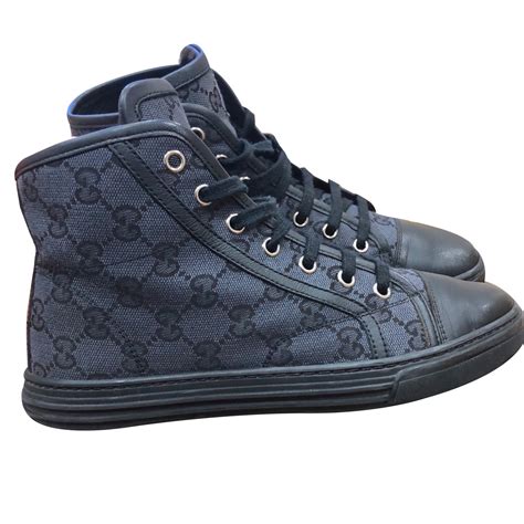 gucci black high tops|women's black gucci high tops.